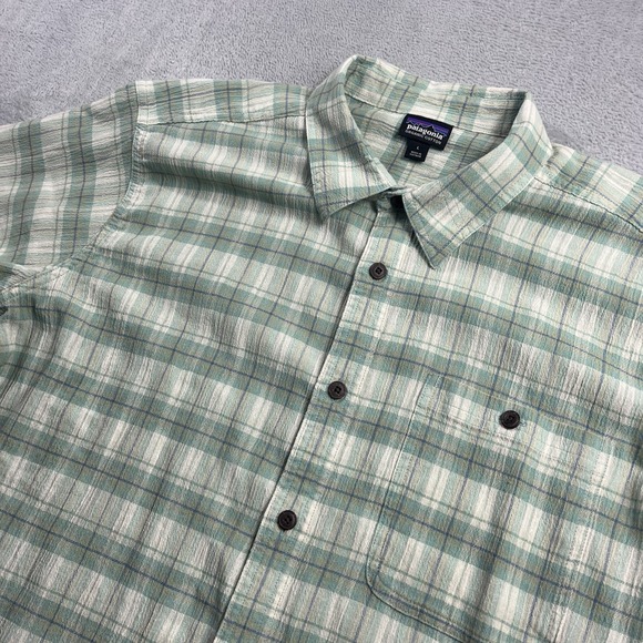 Patagonia Other - Patagonia Shirt Mens Large Green A/C AC Plaid Seersucker Camping Gorpcore Surf